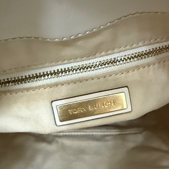 Well Loved Tory Burch White Croc-Embossed Shoulder Bag Junk Project bag - Picture 14 of 16